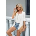 thumbnail image 4 of Women Cute 2 in 1 Blouse Summer Half Sleeve V Neck Eyelet Shirts White XXL, 4 of 7