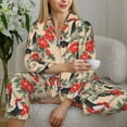 thumbnail image 6 of Picia Roosters And Peonies Flowers Pattern Women’s Long-Sleeve Sleepwear Set - Soft 2-Piece Loungewear with Pockets, Comfy PJs for Relaxing Nights-Large, 6 of 7