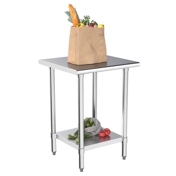 Kleensteel NSF 24x24 Stainless Steel Workbench with Adjustable Undershelf, Heavy-Duty Commercial Prep Table