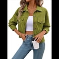 thumbnail image 2 of Chaquetas Informales de para Mujer, Chaquetas con Botones, Blusas de Larga de Moda para Otoño. Verde XL, 2 of 7