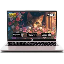 15.6" FHD Student Laptop, Intel N150 Processor (4-Core, up to 3.6GHz), 8GB RAM, 256GB SSD, Fingerprint, Backlit Keyboard, 2-Year Warranty-Rose Gold