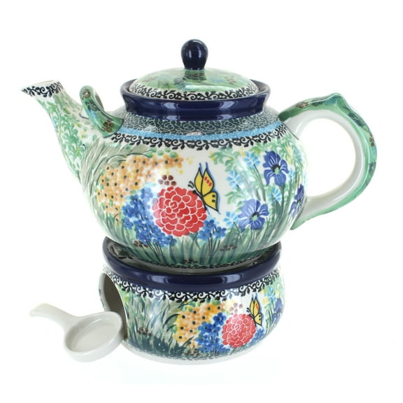Blue Rose Polish Pottery Teresa Large Teapot & Warmer