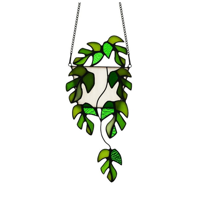 Artisanal Pothos Stained Glass Suncatcher Hangings Exquisite Window for Home Garden