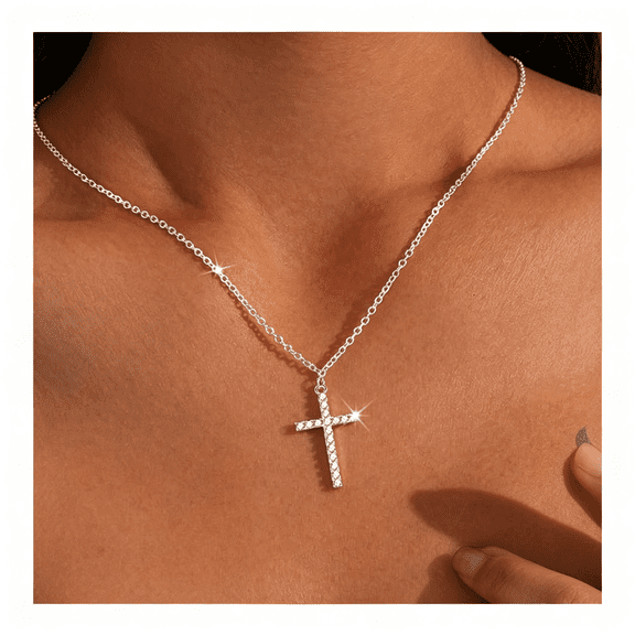 DESIGNICE Cross Necklace for Women Teen Girls,Dainty 14K Gold Silver Plated Cross Choker Jewelry Non Tarnish Waterproof Cute Simple Small Necklace Christian Baptism Religious Faith Jewelry Gifts