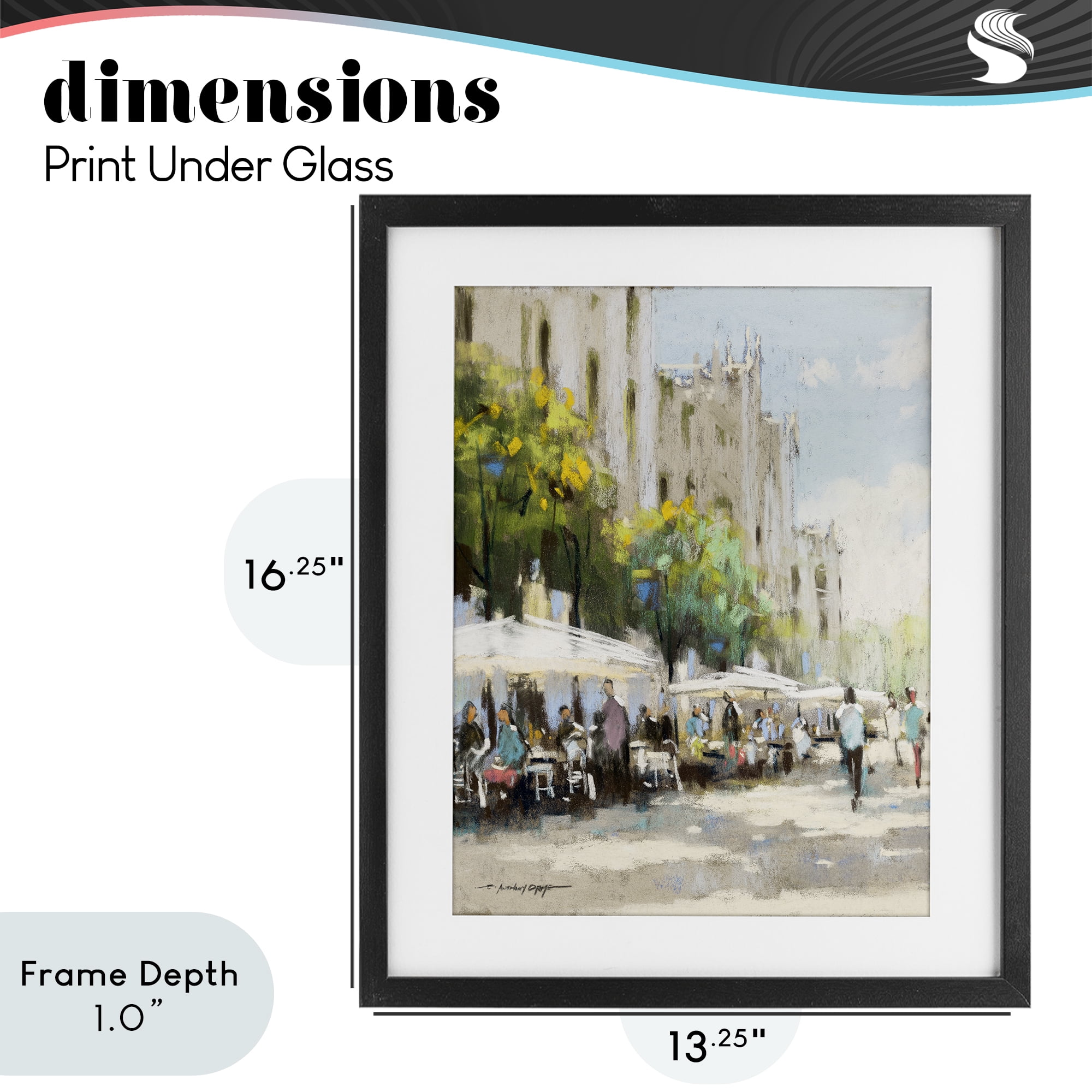 Stupell Industries Street Cafe on Boulevard Black Framed Print Under Glass, design by Anthony Orme