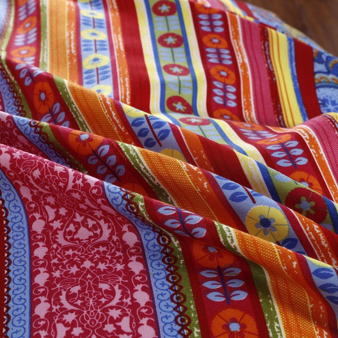 NAYOROOM Bohemian Boho Duvet Cover Set Twin Size,2 Pieces Retro Bohemian Mandala Striped Comforter Cover Sets, Colorful Red Blue