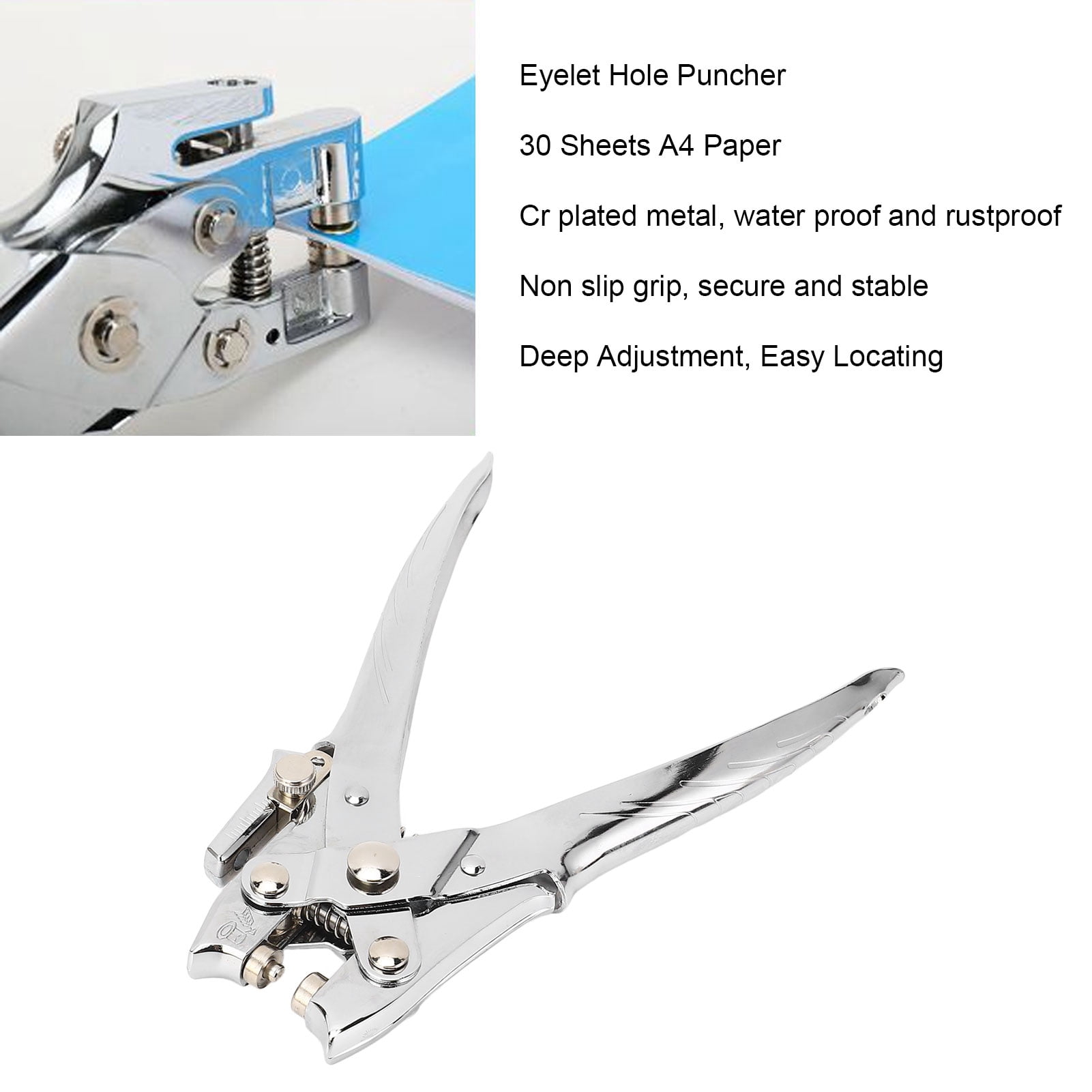 YAHHU 5mm Eyelet Hole Puncher Labor Saving Manual Grommet Pliers Punching Tool, Heavy Duty 30 Sheets Capacity For A4 Paper, Leather, Belts, And Crafts