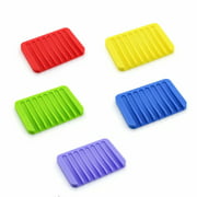 Non-slip soap dish Drainable soap box Soft silicone soap dish for daily use (red + yellow + green + blue + purple)