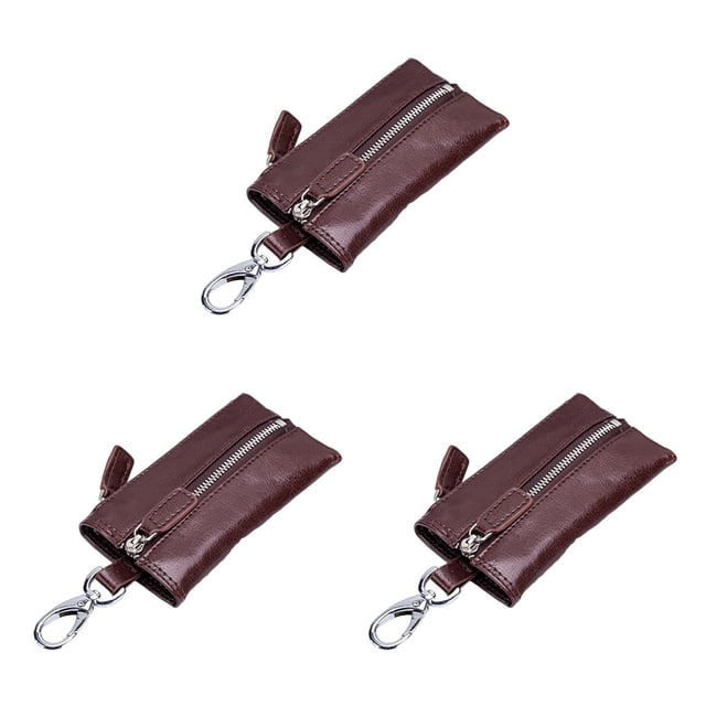 Qarigey Cartera de cuero Monedero para llaves Llavero Bolsillo para tarjetas de crédito con cremallera Café Type1 NO1 Qarigey CBP315757