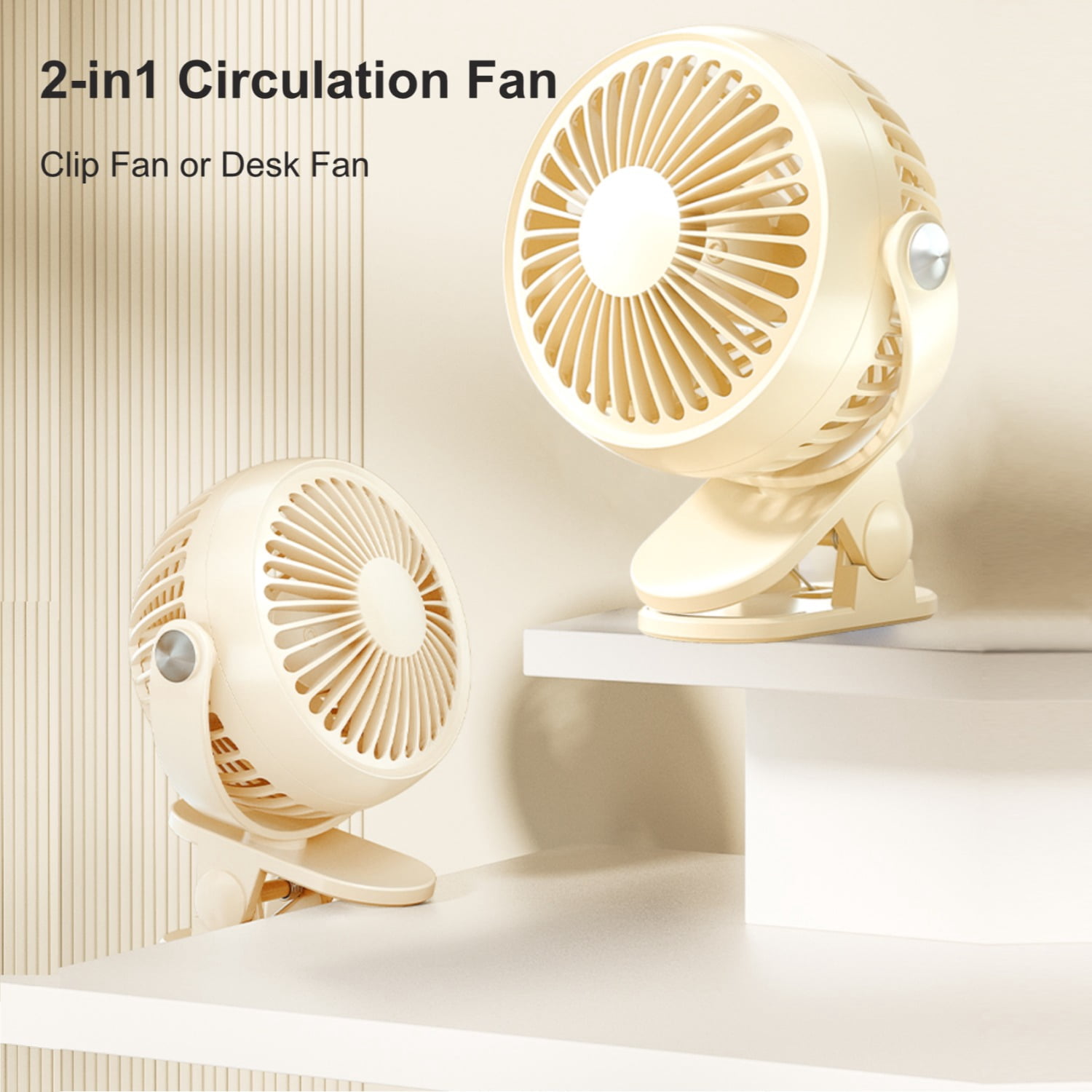 Aioneus Clip On Fan 5-Speed 360° Rotation Battery Operated Small Desk fan, Blue