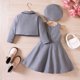 thumbnail image 4 of Gibobby Conjunto para bebé niña Niñas pequeñas invierno manga larga Bowknot abrigo chaleco vestido ropa sombrero trajes(Gris, 4-5 Años), 4 of 5