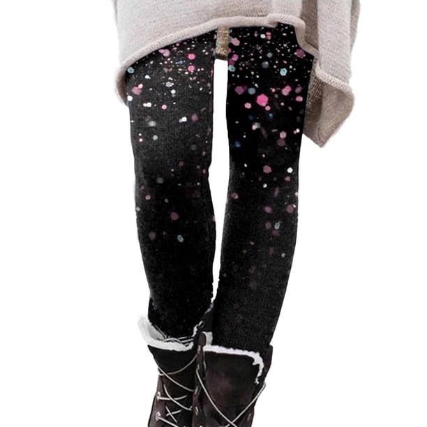 Gibobby Leggins termicos mujer Leggings de cintura alta con estampado de confort casual para mujer Leggings de Navidad(X,M)