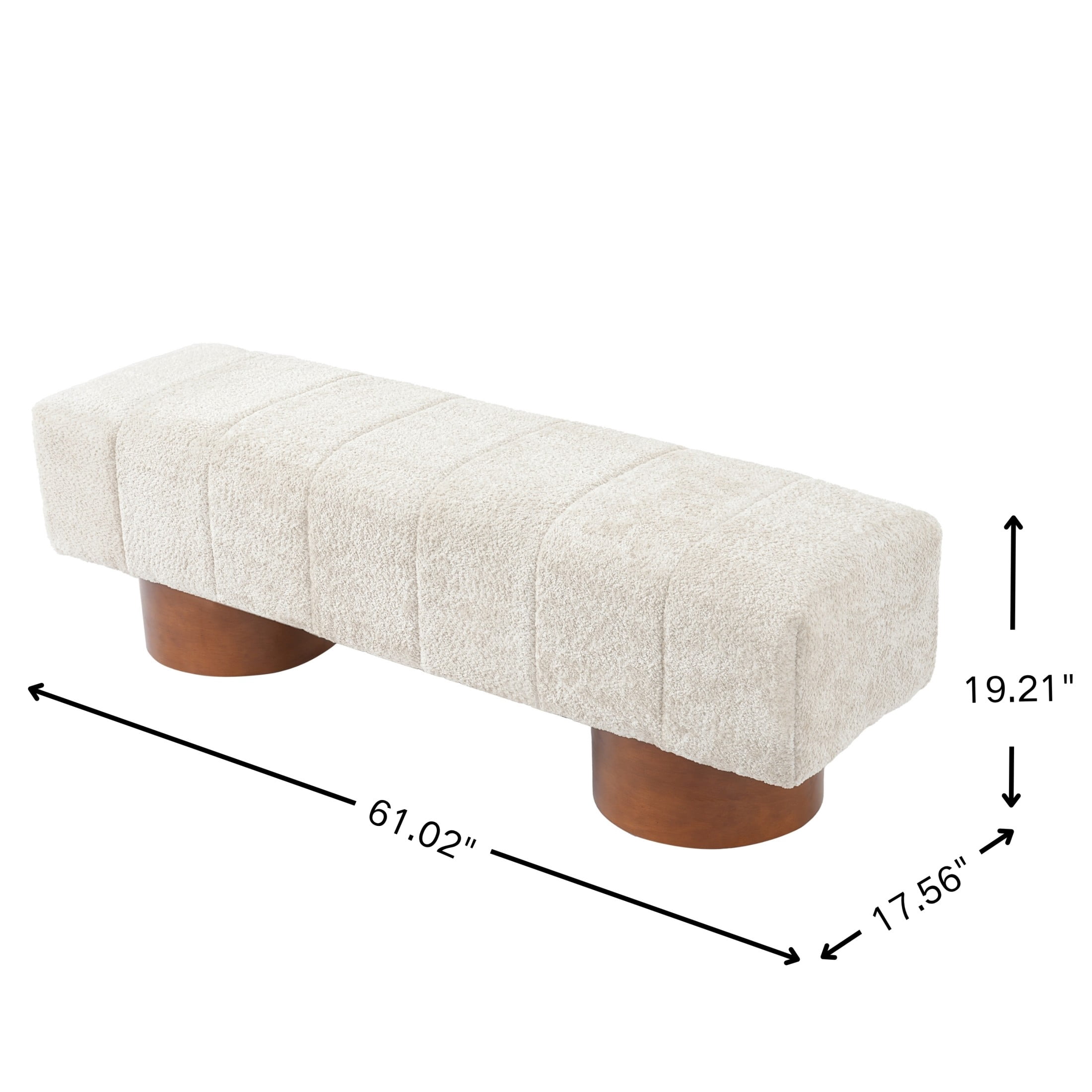 Christopher Knight Home 61" Modern Accent Ottoman Bench with Boucle Upholstery, Wood Legs, Beige