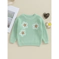thumbnail image 2 of Bagilaanoe Toddler Baby Girl Knitted Sweater Long Sleeve Floral Pattern Pullover 3M 6M 9M 12M 18M 24M 3T Kids Warm Jumpers Tops Fall Loose Knitwear, 2 of 9