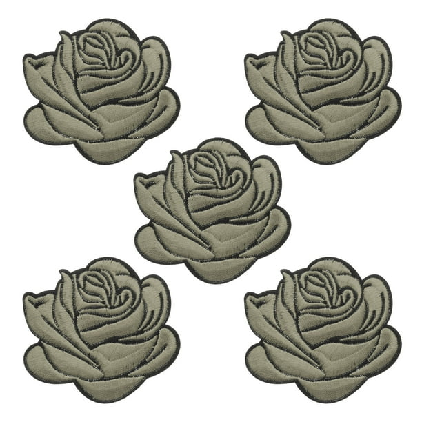 Uxcell 5 Pcs Parche de Bordado de Rosa Verde 3D para Vestidos de Mujer y Jeans