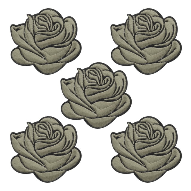 Uxcell 5 Pcs Parche de Bordado de Rosa Verde 3D para Vestidos de Mujer y Jeans