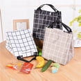 thumbnail image 4 of Coofit Lunch Tote Splash-proof Insulated Large Capacity Plaid Lunch Handbag Lunch Bag, 4 of 10