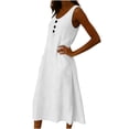 thumbnail image 4 of aohooy Summer Dress for Women 2026 Sleeveless Cotton Maxi Tunic Dresses Flowy Swing Casual Vacation Tank Sundress with Pockets White,S, 4 of 5