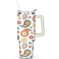 thumbnail image 2 of Paisley Design40 Oz Tumbler with Handle Lid and Straw, Stainless Steel Double Walled Vacuum Insulated Cup, Cute Anniversary Wedding Birthday Gifts Tumbler for Women Men Friends Outdoor Indoor, 2 of 7