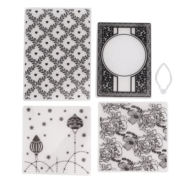 4 Uds. Carpetas en relieve plantillas decorativas de plástico para hacer tarjetas y álbumes de recortes DIY