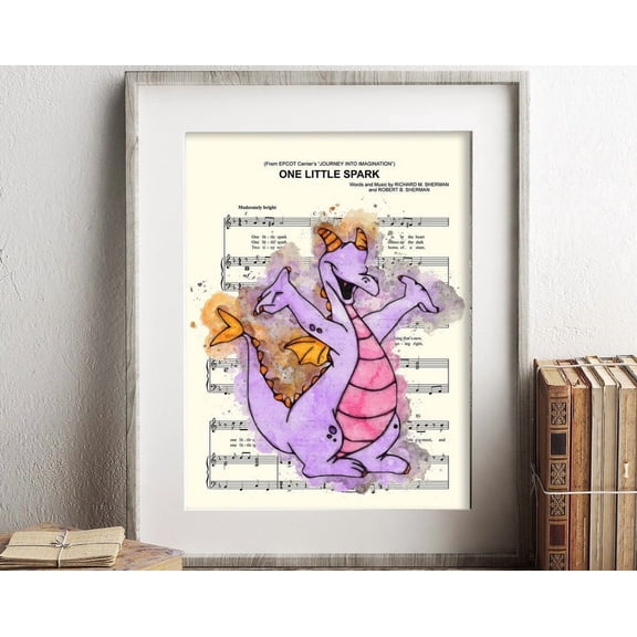 Kna Prints - 1 Pc Poster Figment Watercolor One Little Spark Sheet Music Art Print, UNFRAMED-8x12