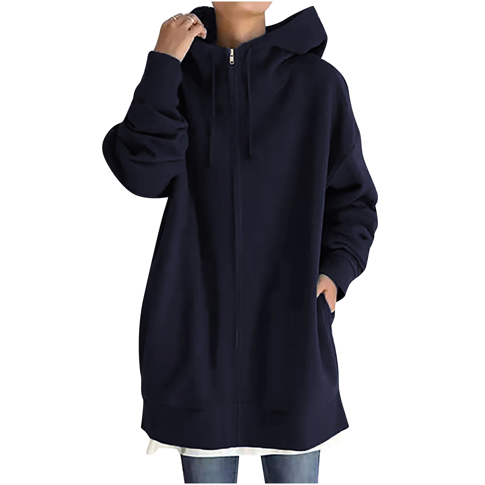 Outerwears Hooded Sweatshirt Solid Color Long Sleeve Jacket 2022 ...