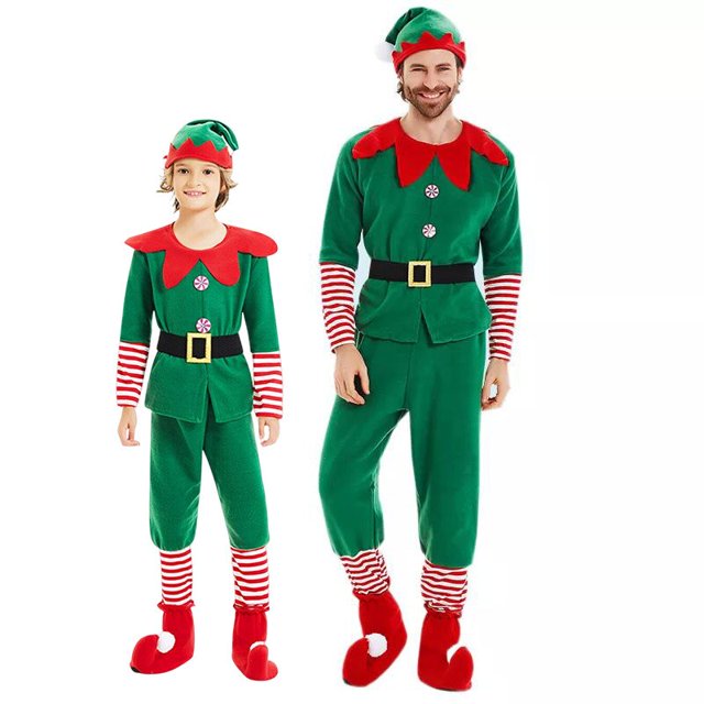 Disfraz de duende navideño para niños, adultos, niños y niñas, conjunto de ropa, Cosplay, vestido de Navidad, trajes a juego para la familia de Año Nuevo zhangyuxiang unisex