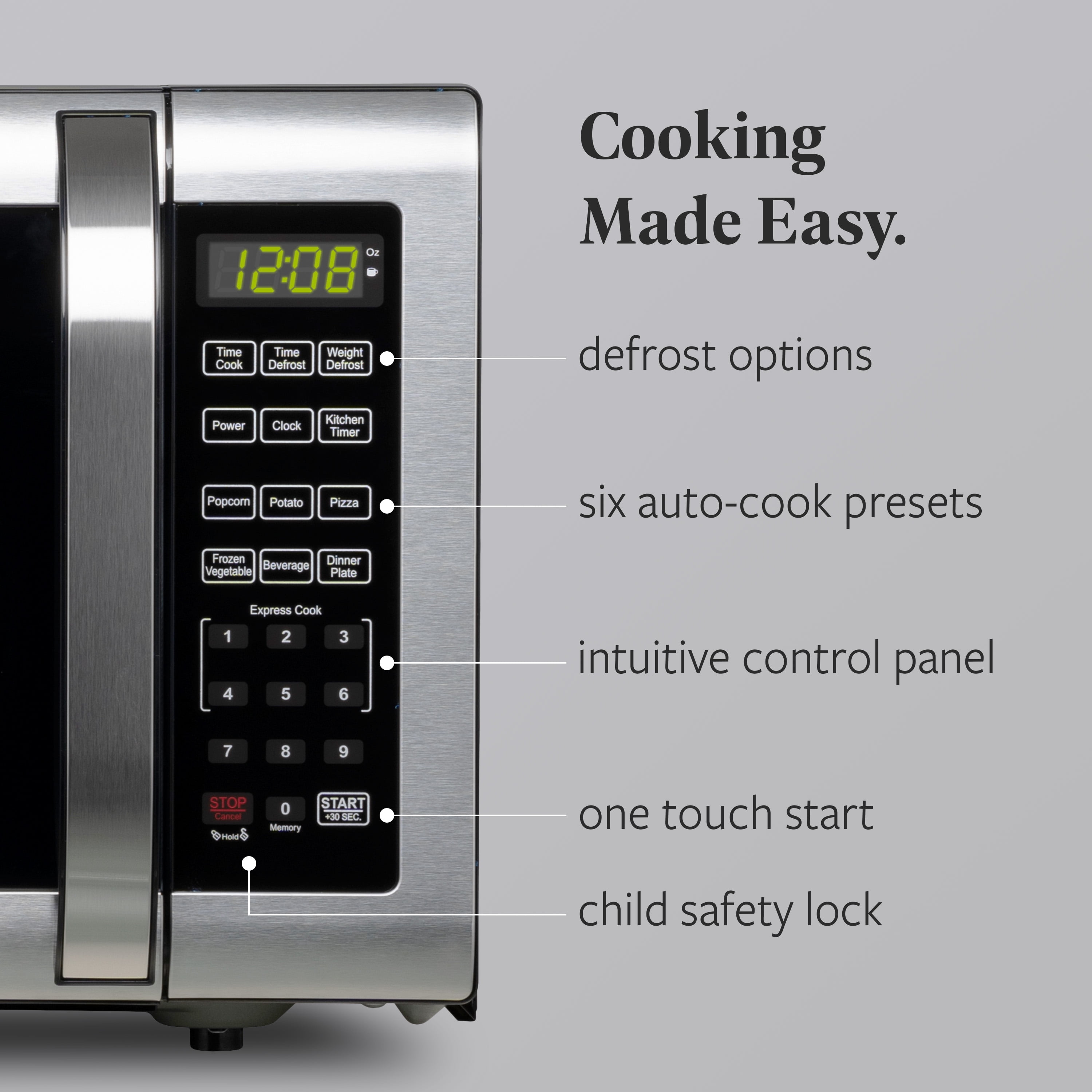 Farberware 1.6 Cu. Ft Countertop Microwave Oven, 1100 Watts, Stainless Steel