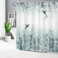 thumbnail image 3 of Teal Leaf Shower Curtain Eucalyptus Hummingbird Bird Shower Curtains White Green Leaves Botanical Plant Floral Cottagecore Aesthetic Bathroom Curtain 12 Hooks Durable Fabric 72X72Inches, 3 of 6