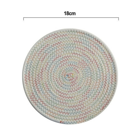

12inch Woven Spiral Heat Resistant Table Placemats Coffee Round Placemat Holiday Colorful 18cm