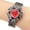 Red, variant on Gothic Floral Watch Sleek Black Dial Intricate Silver Details Edgy Retro Charm