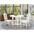 thumbnail image 2 of East West Furniture Sudbury 3-piece Dining Table and Slat Chairs in Linen White, 2 of 6