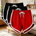 thumbnail image 2 of Raeneomay 3 Pack Women's Cotton Athletic Style Pajama Shorts, Soft Comfy Dolphin Hem Elastic Waist Drawstring Lounge Sleep Shorts with Pockets Plus Size Summer PJ, 2 of 7