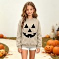thumbnail image 5 of Risckoth Girl's Pumpkin Face Print Crew Neck Sweatshirt, Warm Long Sleeve Casual Pullover, 5 of 8