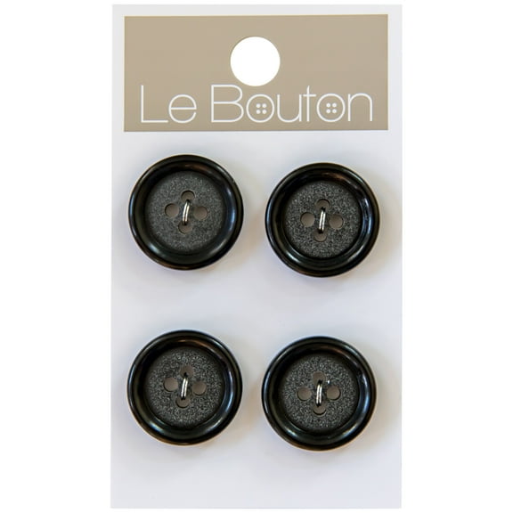 (1 pack) Le Bouton Black 3/4" 4-Hole Buttons, 4 Pieces