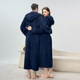 thumbnail image 6 of YueHuiYing Mens Plush Robe Soft Shawl Collar Bathrobe Long Fluffy Spa Robes Winter Warm House Robe with Pockets, 6 of 6