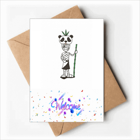 egypt horus panda hat Welcome Back Greeting Cards Envelopes Blank