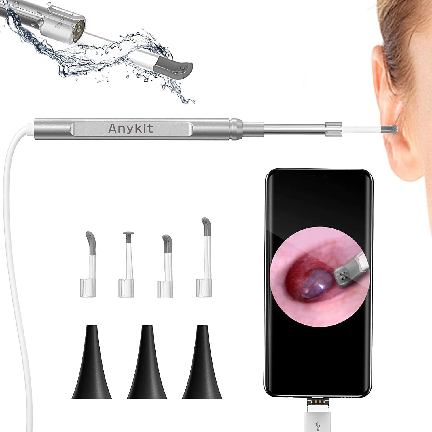 Anykit Ear Wax Removal Tool, HD Otoscope for Android and PC-NOT for  iPhone/iPad, Ultra Clear View Ear Camera with Wax Remover, Ear Endoscope  with LED Lights, Ear Cleaning Camera with Ear Spoon -