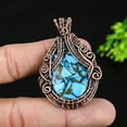 thumbnail image 2 of Natural Copper Blue Turquoise Gemstone Copper Wire Wrap Pendant 2.25, 2 of 3