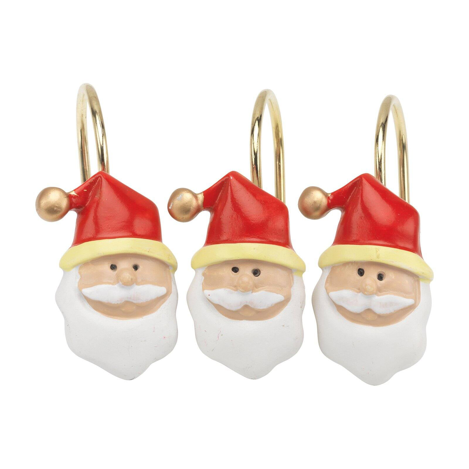 12 Pack Christmas Santa Claus Ceramic Resin Home Bathroom Shower Curtain Hooks 