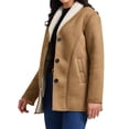 thumbnail image 4 of INSPIRE CHIC Women's Coat Suede Button Down Notched Lapel Fleece Jacket Winter Coats with Pockets S Brown, 4 of 6