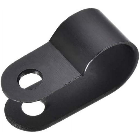 Cable Clips R Type Clamp Fastener 10.4mm for Home Office Cords Management Black 100Pcs