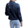 thumbnail image 3 of MixMatchy Women's Long Sleeve Destroyed Button Up Stretchy Crop Denim Jacket, 3 of 4