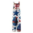 thumbnail image 5 of Wiyuqeen Women's 4th of July Linen Overalls Sleeveless Stars Print Rompers Lightweight Bib Jumpers Casual Red White and Blue Overalls, 5 of 8