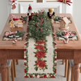 thumbnail image 2 of Christmas Poinsettias Leaves Bells Snowflakes Winter Xmas Table Runner Table, 2 of 5