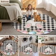 thumbnail image 2 of Rectangle Rug 4ft Area Rug, Spring Happy Easter Cute Bunny Tail Eggs Area Rugs for Living Room Bedroom, Black White Buffalo Plaid Floor Mat Non-Slip Non-Shedding Carpet Indoor Accent Rugs, 2 of 9