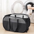 thumbnail image 4 of Larpur Mesh Laundry Hamper Reinforced Luxury Cationic Fabric Pop up Laundry Basket, Black Dirty Clothes Hamper, 70L, 4 of 5