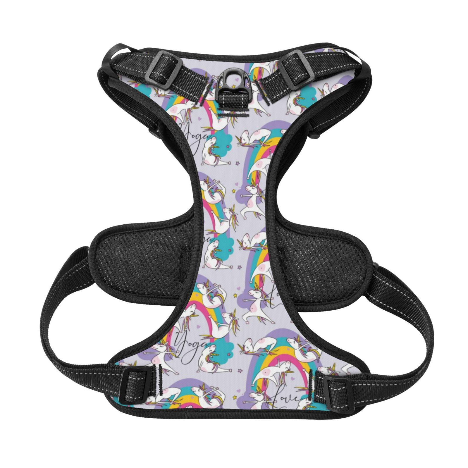 Kdxio Unicorn DoingYoga Print No Pull Dog Harness Adjustable Reflective Oxford Easy Control Medium Large Dog Harness for Training and Everyday-X-Large