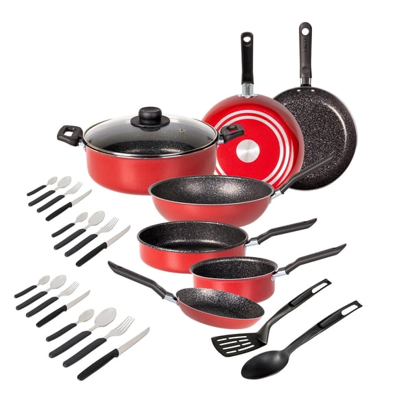 Batería de Cocina EKCO 26 Piezas Aluminio Roja