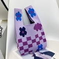 thumbnail image 3 of Bolsos Con Asa Superior Bolsos hechos a mano con asa superior Bolso de muñeca tejido Portátil Reutilizable para el trabajo (Flores) Likrtyny Para Estrenar, 3 of 8